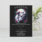 Moonlit Gothic Till Death Skeleton Rose Hochzeit Einladung (Stehend Vorderseite)