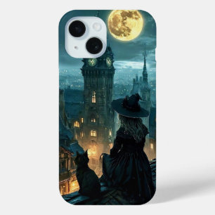 ​ Moonlit Gothic Witch & Black Cat Rooftop iPhone  Case-Mate iPhone Hülle