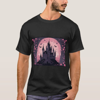 Moonlit Gotische Burg im Blumen T-Shirt