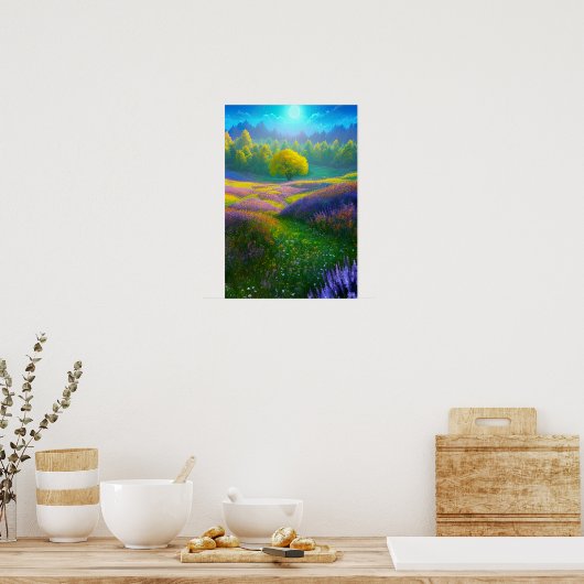 Moonlit Grassy Field Poster (Küche)