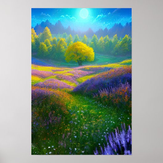 Moonlit Grassy Field Poster (Vorne)