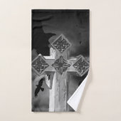 Moonlit GraveYard Gothic Cross mit Krähen Badhandtuch Set (Handtuch)