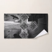Moonlit GraveYard Gothic Cross mit Krähen Badhandtuch Set (Handtuch)