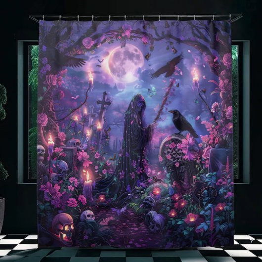 Moonlit Graveyard Scene Duschvorhang