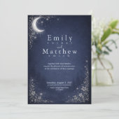 Moonlit Grove Celestial Woodland Wedding Einladung (Stehend Vorderseite)