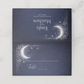 Moonlit Grove Celestial Woodland Wedding Platzkarte (Außenseite Aufgefaltet)