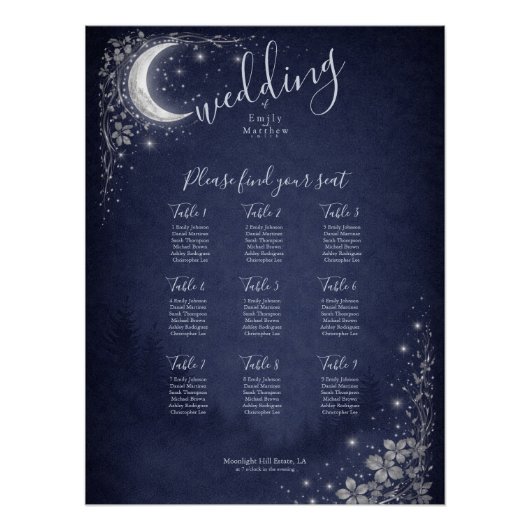 Moonlit Grove Celestial Woodland Wedding Poster (Vorderseite)