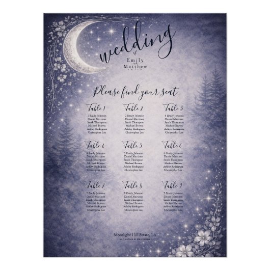Moonlit Grove Celestial Woodland Wedding Poster (Vorderseite)