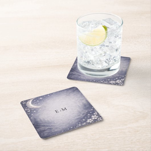 Moonlit Grove Celestial Woodland Wedding Rechteckiger Pappuntersetzer (Vor Ort)