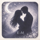 Moonlit Grove Celestial Woodland Wedding Rechteckiger Pappuntersetzer (Vorderseite)
