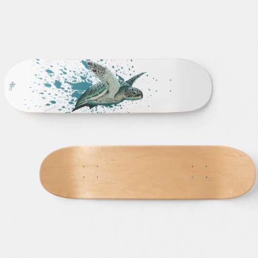 "Moonlit" grünes Meeresschildkröte ~ Skateboard (Horizontal)