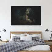 Moonlit Guardian White Tiger – Fantasy Art Leinwanddruck (Insitu (Schlafzimmer))