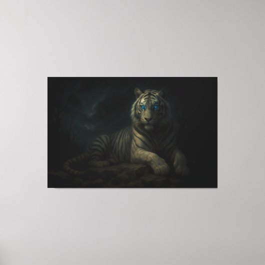 Moonlit Guardian White Tiger – Fantasy Art Leinwanddruck (Vorderseite)