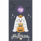 Moonlit Halloween Cat – Spooky & Sweet Night Aufkleber (Vorderseite)