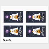 Moonlit Halloween Cat – Spooky & Sweet Night Rechteckiger Aufkleber (Blatt)