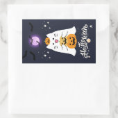 Moonlit Halloween Cat – Spooky & Sweet Night Rechteckiger Aufkleber (Tasche)