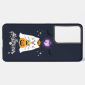 Moonlit Halloween Cat – Spooky & Sweet Night Samsung Galaxy Hülle (Linke Seite)