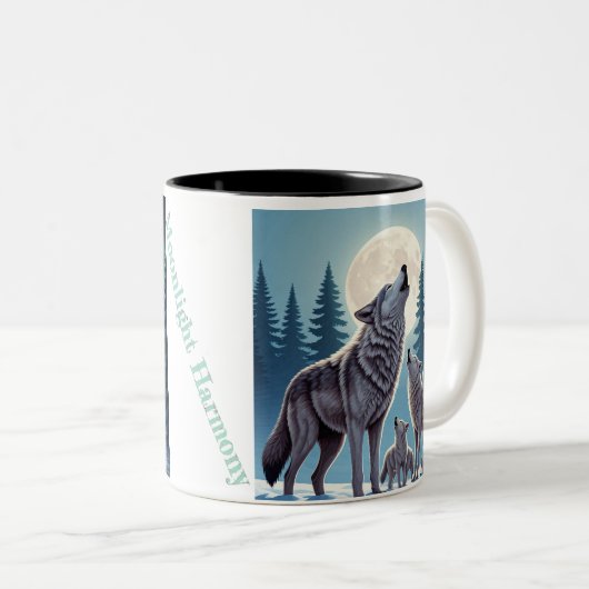 "Moonlit Harmony - Wolf Pack Collection"seMug Zweifarbige Tasse (VorderseiteRechts)
