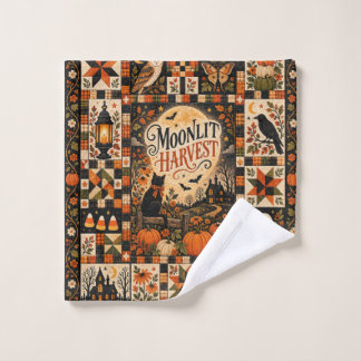 Moonlit Harvest Vintage Halloween Patchwork Waschlappen