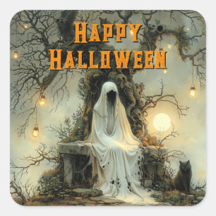 Moonlit Haunt - ein geistvoller Empfang zu Hallowe Quadratischer Aufkleber