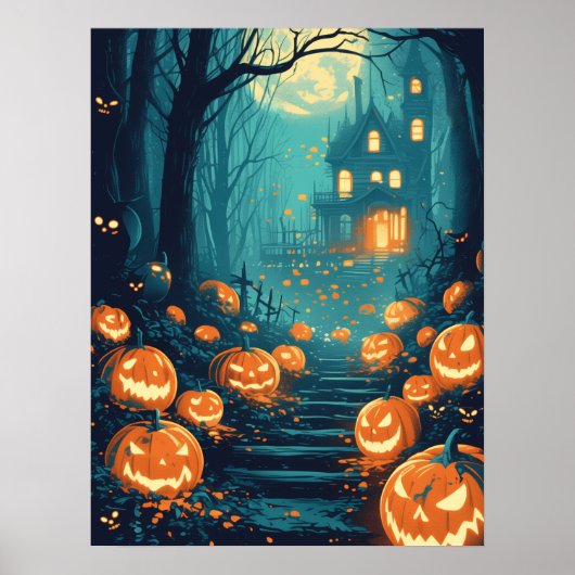 Moonlit Haunted House Pathway Poster (Vorne)