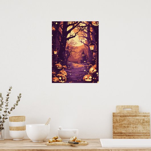 Moonlit Haunted House Pathway Poster (Küche)