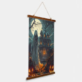 Moonlit Haunting - Geist des Spuk Manors Wandteppich Mit Holzrahmen (Gewinkelt)