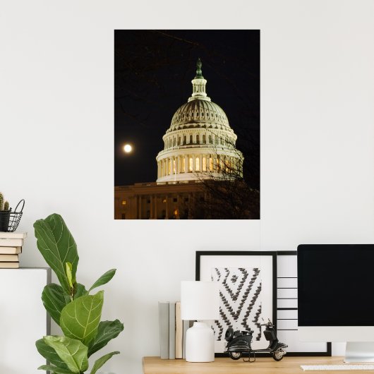 Moonlit Hauptstadt Dome Poster (Heimbüro)