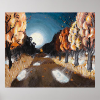 Moonlit Herbstnacht: 24x20 Print Poster