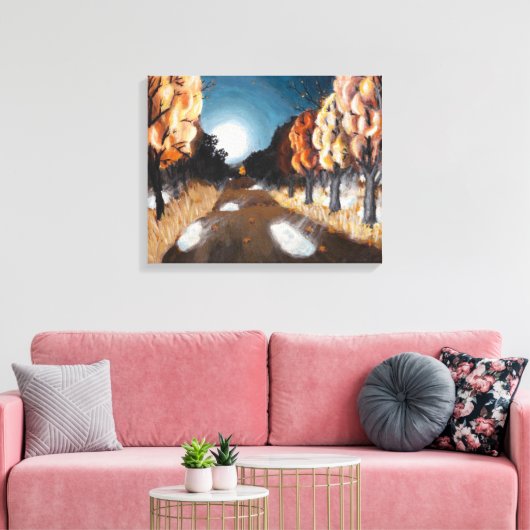 Moonlit Herbstnacht: Canvas Print Standard Size Leinwanddruck (Insitu (Wohnzimmer))