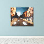 Moonlit Herbstnacht: Canvas Print unbeschnitten Leinwanddruck (Insitu (Holzboden))