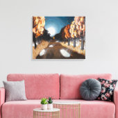 Moonlit Herbstnacht: Canvas Print unbeschnitten Leinwanddruck (Insitu (Wohnzimmer))