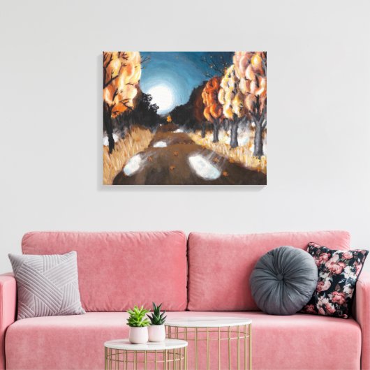 Moonlit Herbstnacht: Canvas Print unbeschnitten Leinwanddruck (Insitu (Wohnzimmer))