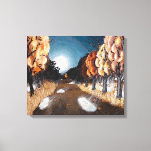 Moonlit Herbstnacht: Canvas Print unbeschnitten Leinwanddruck (Vorderseite)