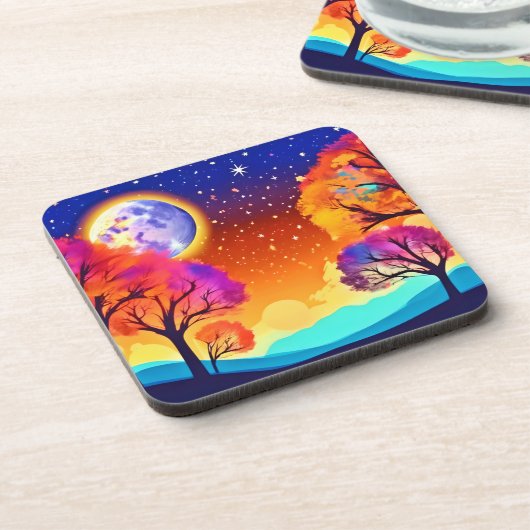 Moonlit Herbsttraum Getränkeuntersetzer (Linke Seite)