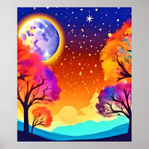 Moonlit Herbsttraum Poster