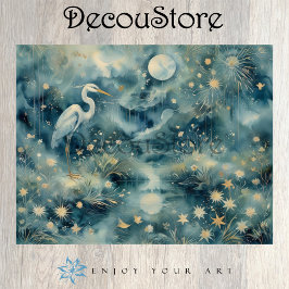 Moonlit Heron – Dreamy Nature Scene Decoupage Seidenpapier