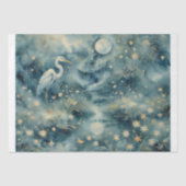 Moonlit Heron – Dreamy Nature Scene Decoupage Seidenpapier (Vorderseite)