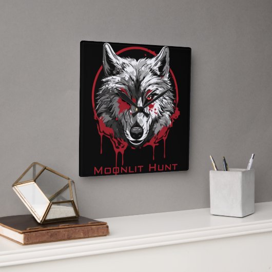 Moonlit Hunt Quadratische Wanduhr (Büro)