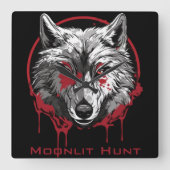 Moonlit Hunt Quadratische Wanduhr (Vorderseite)
