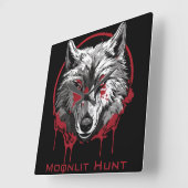 Moonlit Hunt Quadratische Wanduhr (Winkel)