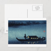 Moonlit Japanisch Riverboat Postkarte (Vorne/Hinten)