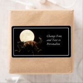 Moonlit Katze auf einem Zaun mit Vollmond (Insitu)