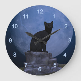 Moonlit Katze Große Wanduhr