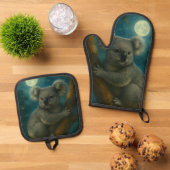 Moonlit Koala Perch Ofenhandschuh & Topflappen-Set (Oben Unten)