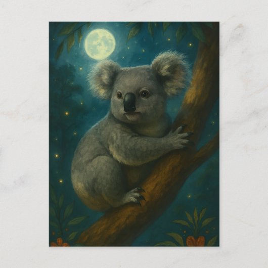 Moonlit Koala Perch Postkarte (Vorderseite)