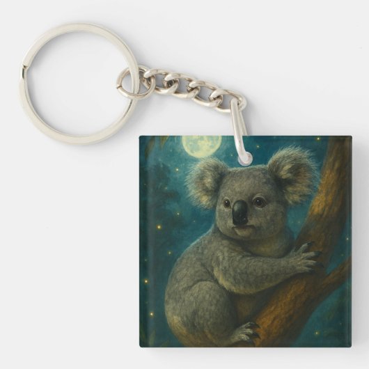Moonlit Koala Perch Schlüsselanhänger (Vorderseite)