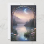 Moonlit Lake Forest Fantasy Hochzeitsmenü Einladung (Rückseite)