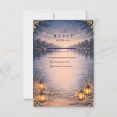 Moonlit Lake Forest Romance Wedding RSVP Karte (Vorderseite)