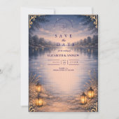 Moonlit Lake Forest Romance Wedding Save The Date (Vorderseite)